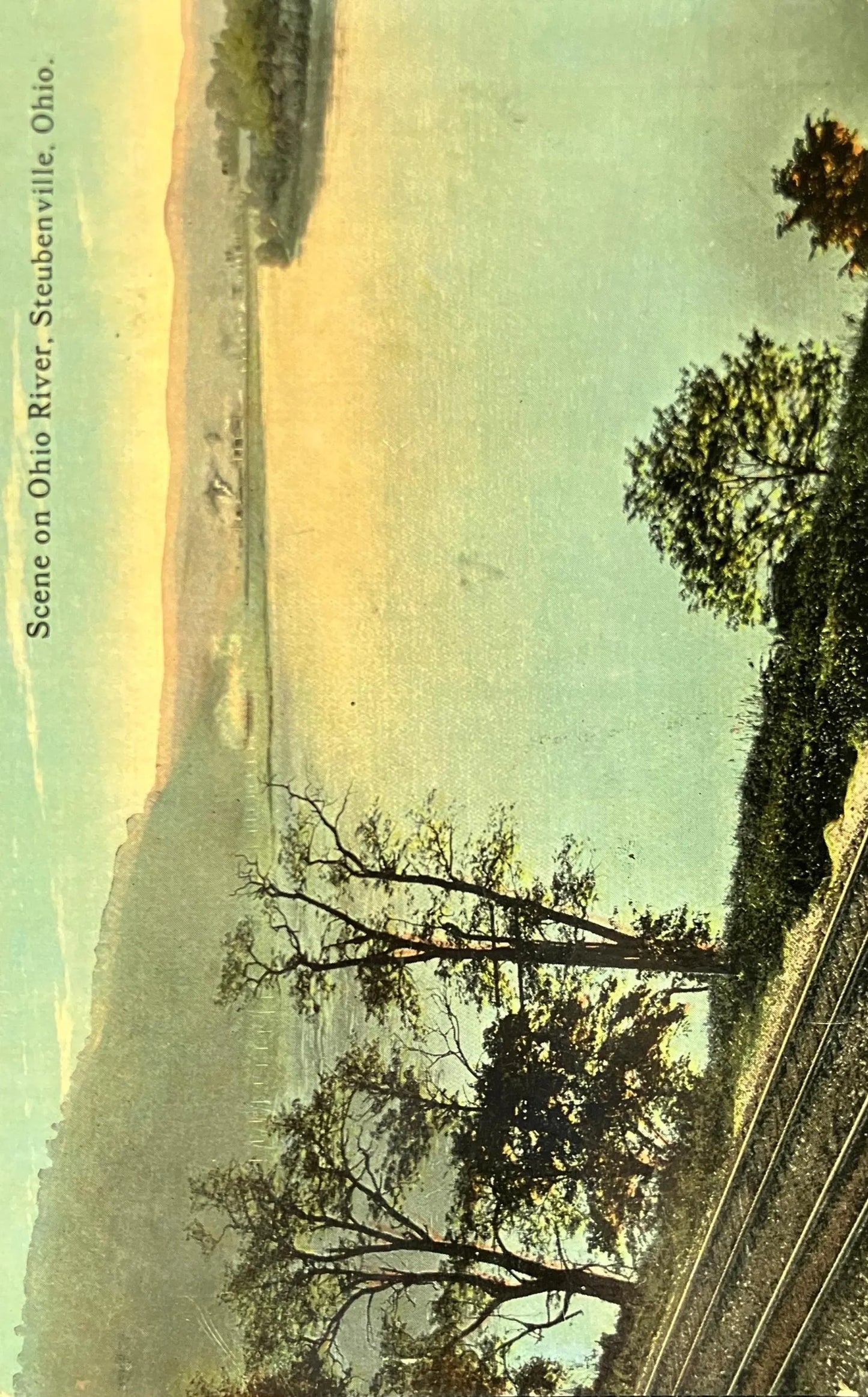 Scene on Ohio River, Steubenville, Ohio - Vintage Postcard