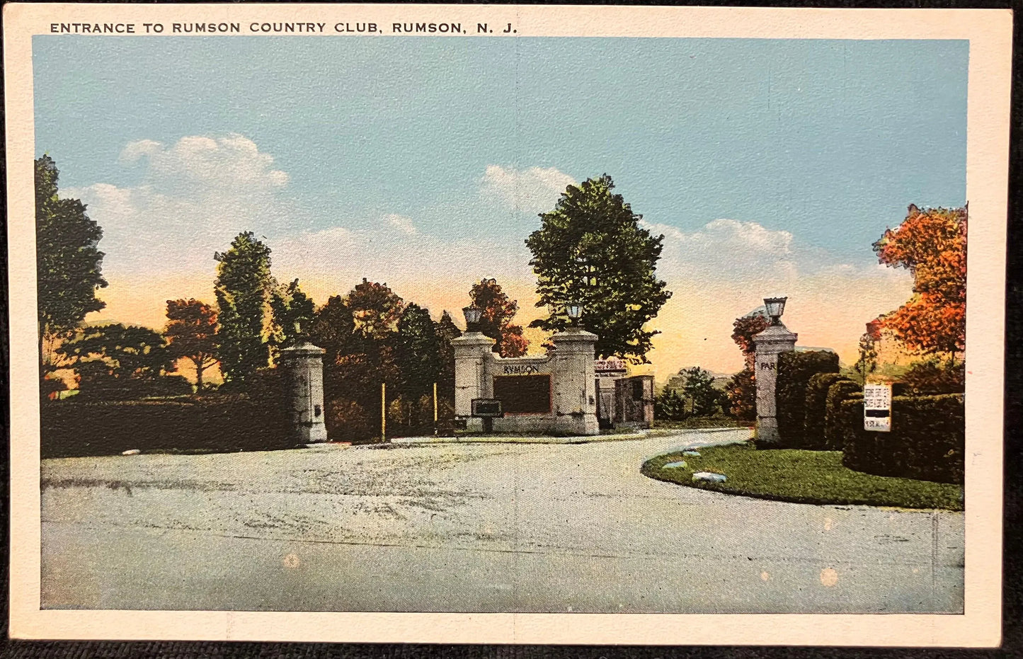 Entrance to Rumson Country Club, Rumson, New Jersey - Vintage Country Club Postcard