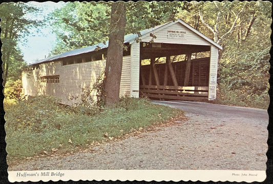 Huffman’s Mill Bridge between St. Meinrad and Troy, Indiana - Vintage Covered Bridge Postcard