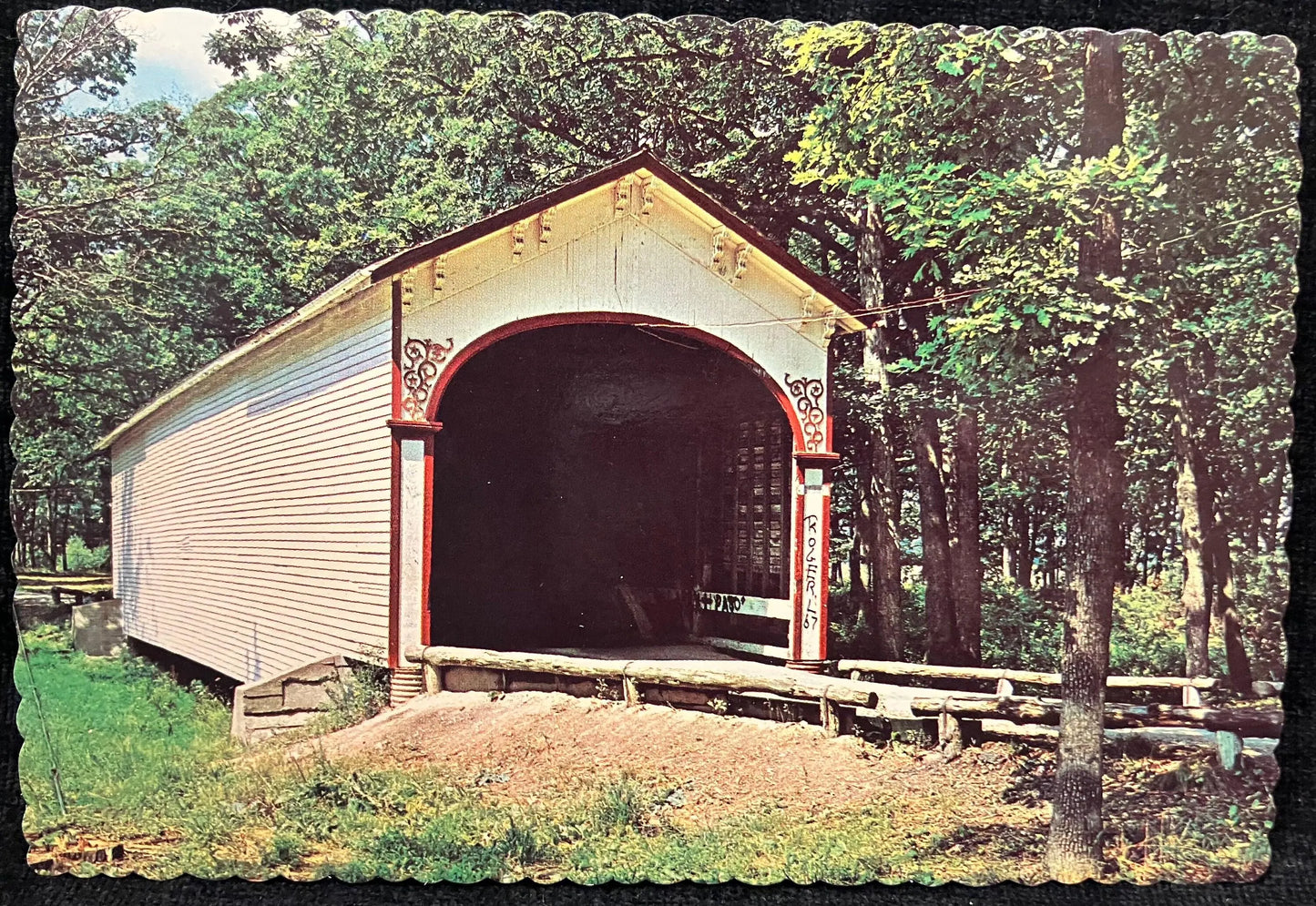 Milroy Bridge at Crown Point, Indiana - Vintage Covered Bridge Postcard