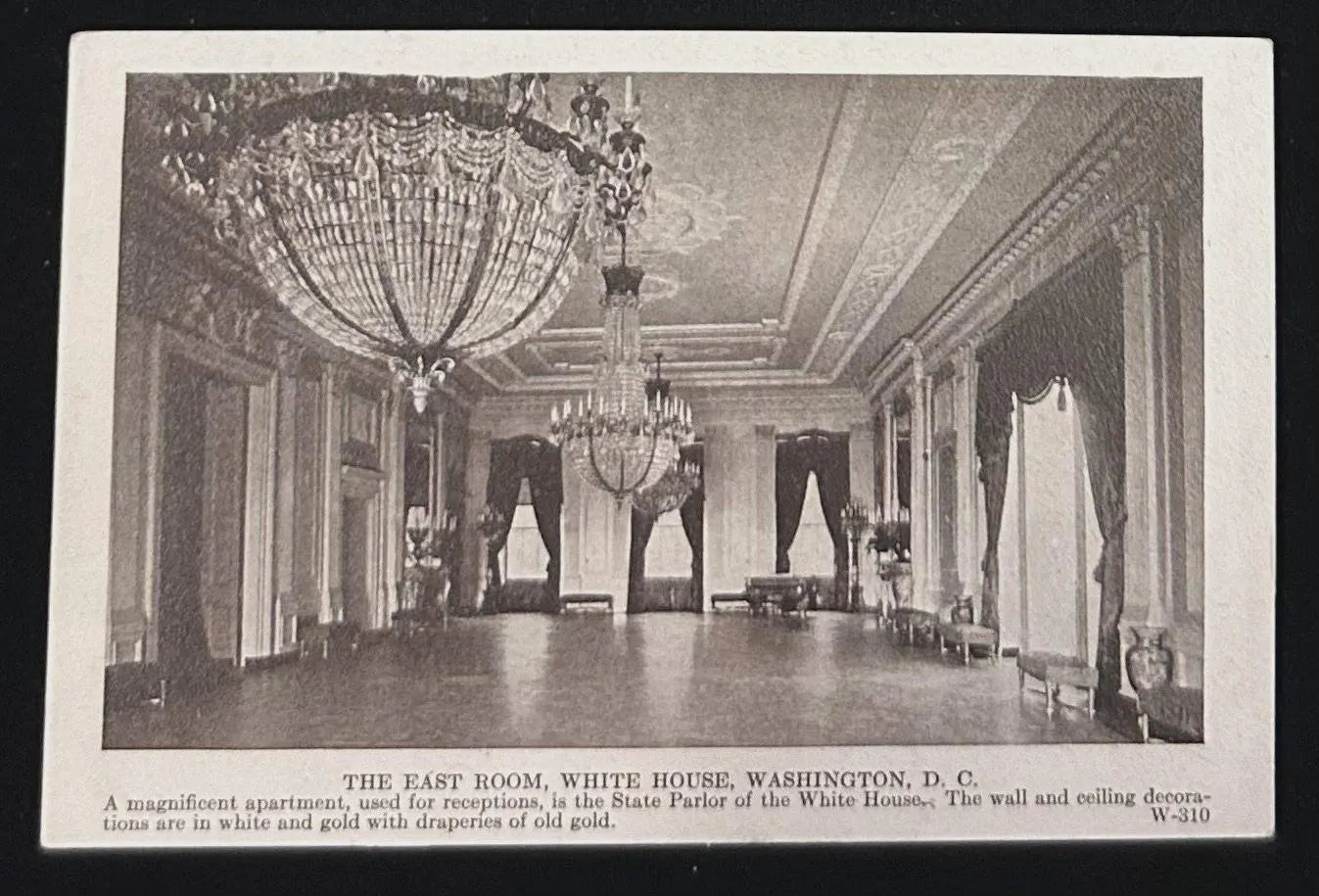 The East Room, White House, Washington, D.C., Maryland - Vintage Postcard