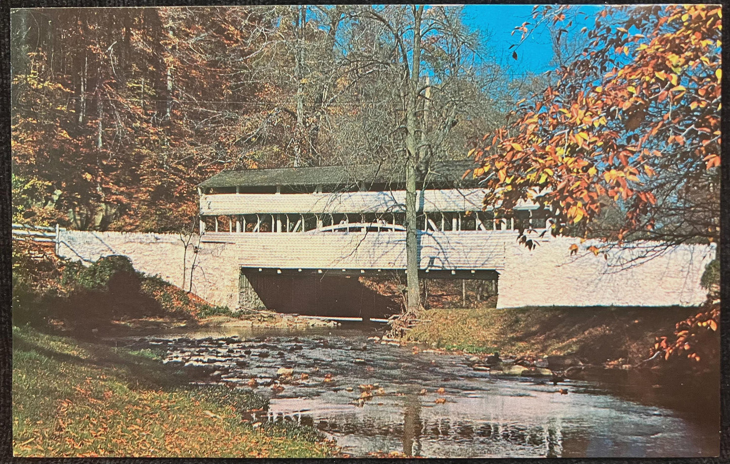 Cover Bridge - Valley Forge Park, Pennsylvania - Vintage Bridge Postcard