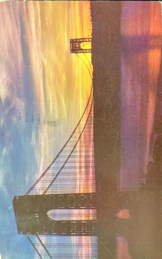 George Washington Bridge over the Hudson River - New York City, New York - Vintage Bridge Postcard