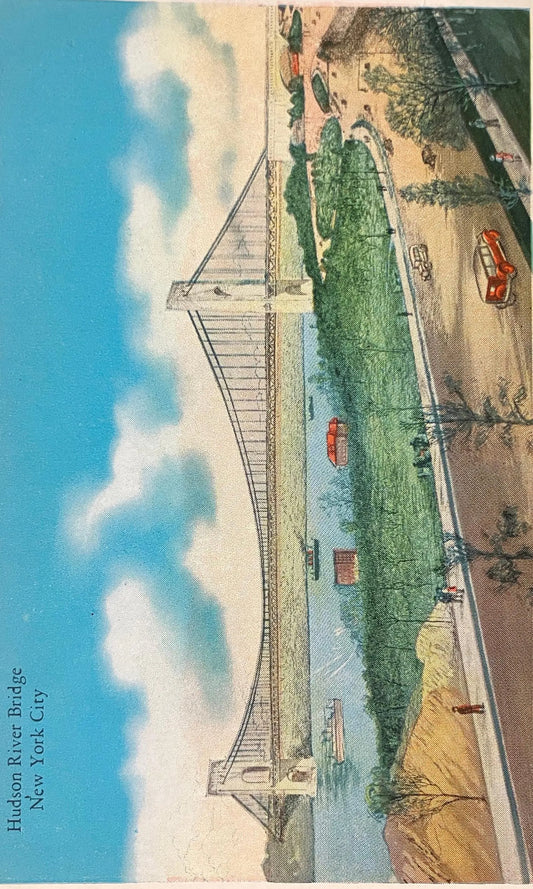 Hudson River Bridge, New York City, New York - Vintage Bridge Postcard