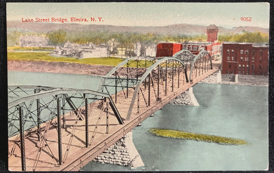 Lake Street Bridge, Elmira, New York - Vintage Postcard