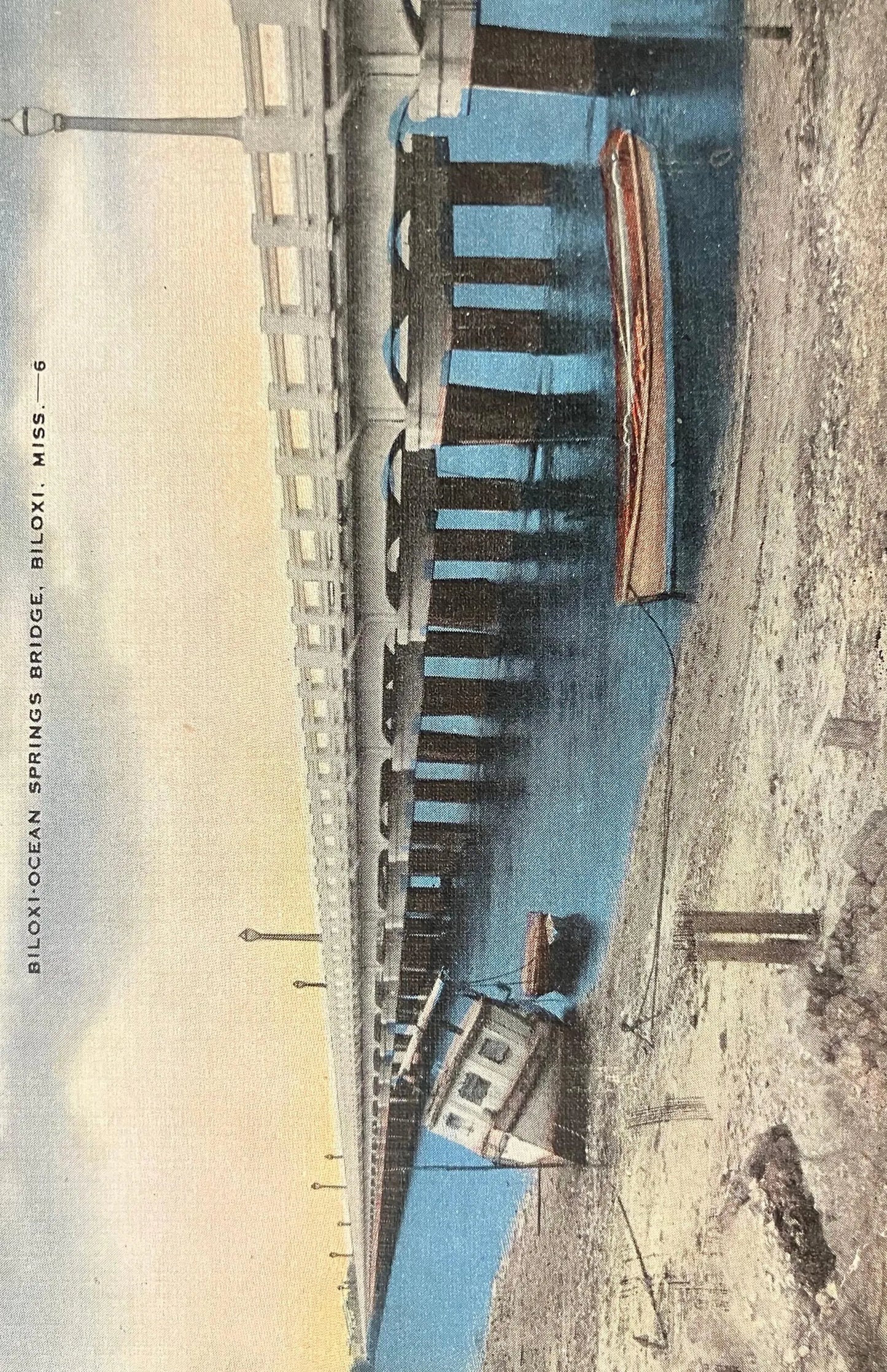 Biloxi-Ocean Springs Bridge, Biloxi, Mississippi - Vintage Bridge Postcard