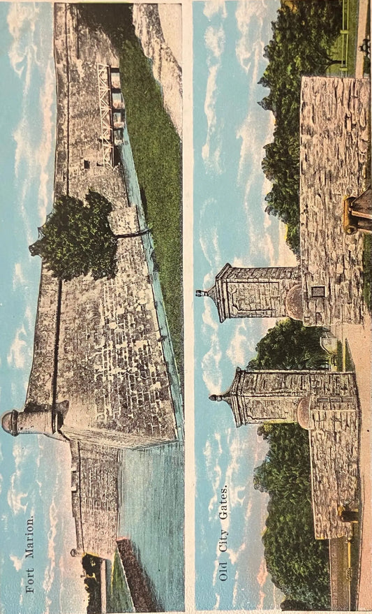 Fort Marion, Old City Gates in St. Augustine, Florida - Vintage History Postcard