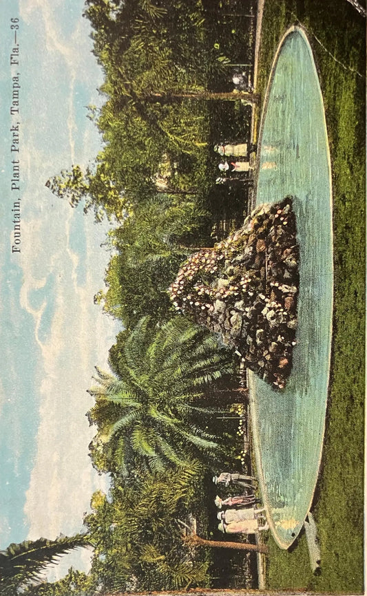 Fountain, Plant Park, Tampa, Florida - Vintage Park Postcard