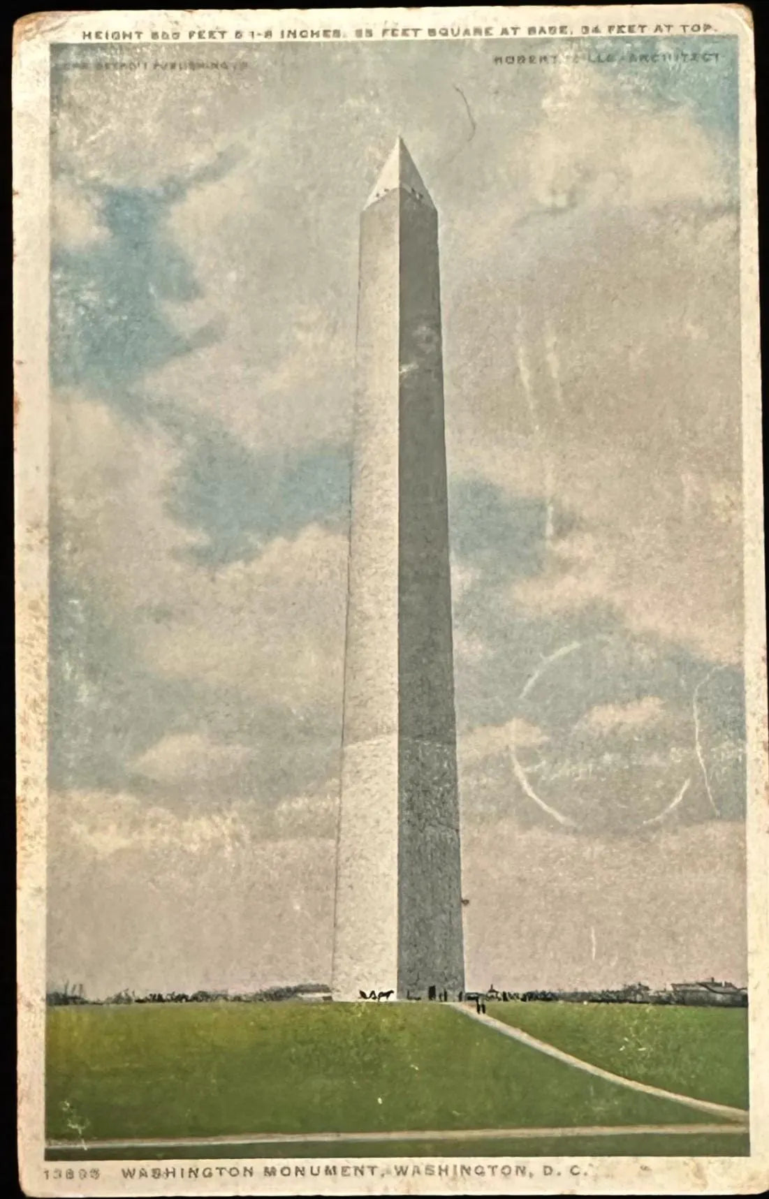 Washington Monument, Washington, D.C., Maryland - Height 565 Feet 5 1-8 Inches. Ft Sq. at Base, 34 Ft at Top - Vintage Postcard