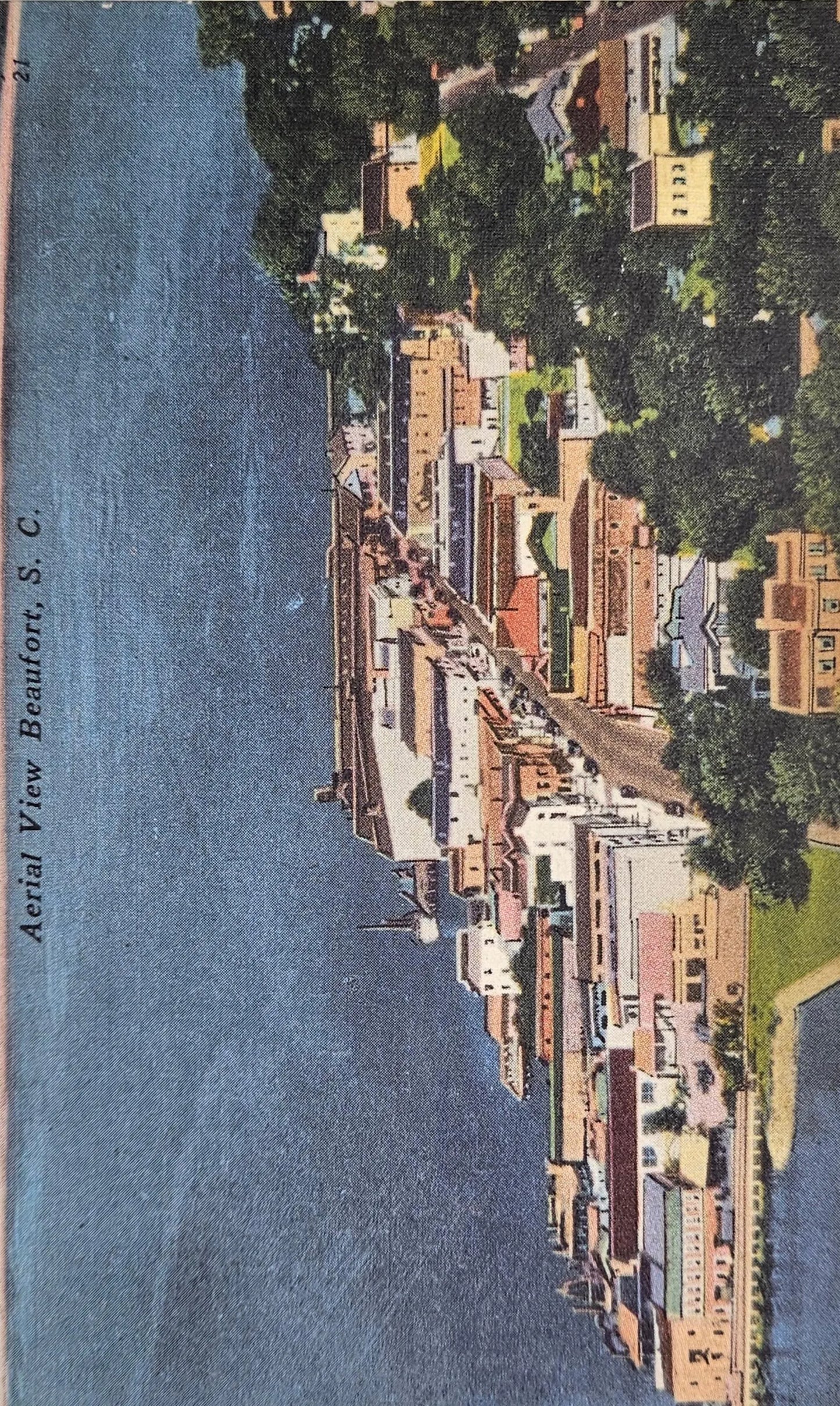 Aerial View of Beaufort, South Carolina - Vintage Postcard