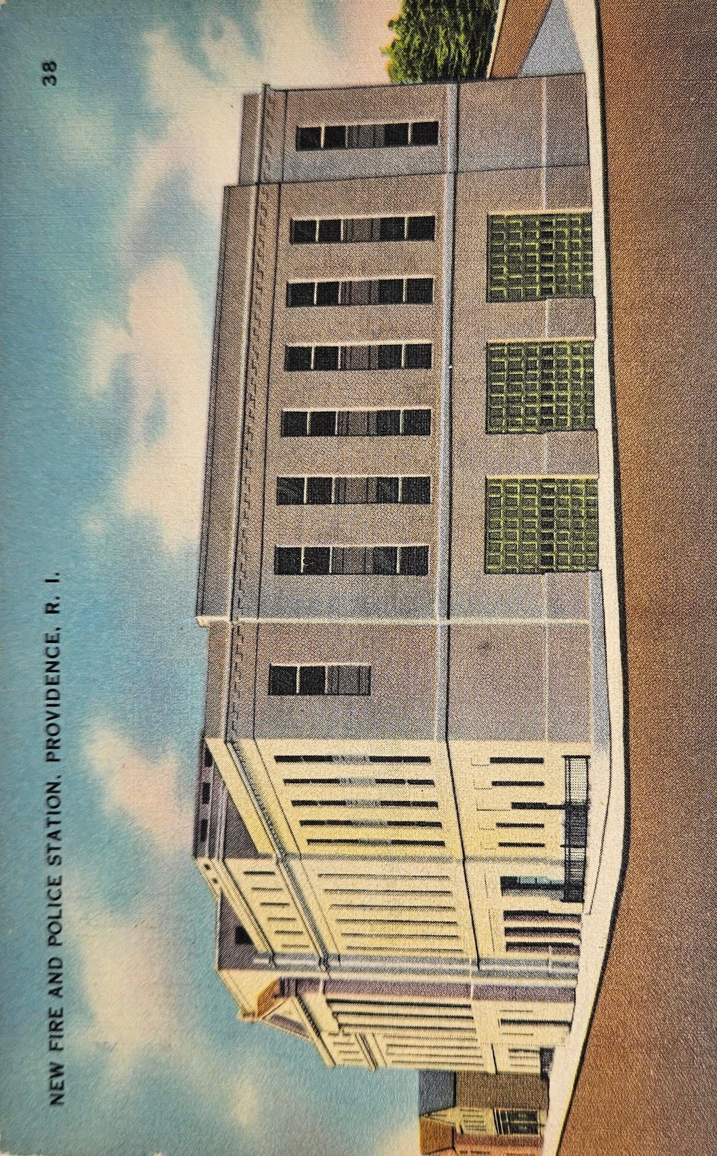 New Fire And Police Station, Providence, Rhode Island - Vintage Postcard