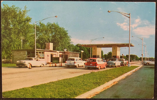 South Bend Toll Plaza Indiana Toll Road  - Ektachrome: Brock - Notre Dame University - Indiana - Vintage Road Postcard