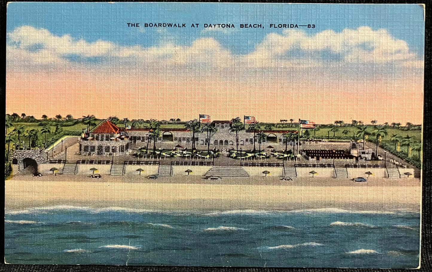The Boardwalk at Daytona Beach, Florida - Photo: R. H. Le Sesne - Vintage Beach Postcard