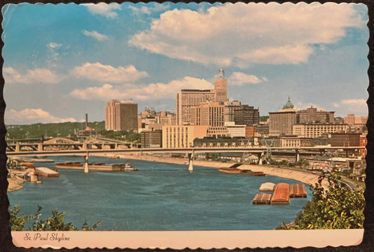 St. Paul Skyline, Minnesota - Vintage Bridge Postcard