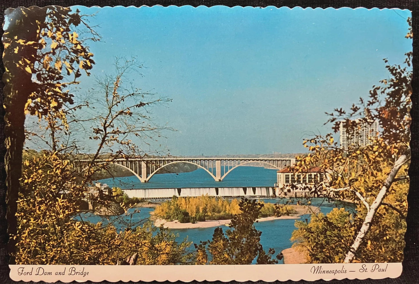 Ford Dam and Bridge - Minneapolis - St. Paul - Minnesota - Vintage Bridge Postcard