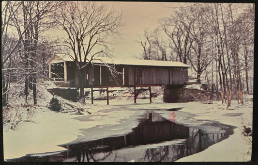 Eagleville Bridge in Ashtabula County, Ohio - Photo: Alva Smith - Vintage Covered Bridge Postcard