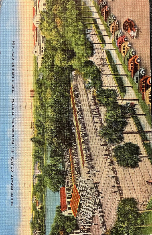 Shuffleboard Courts, St. Petersburg, Florida, “The Sunshine City” - Vintage Postcard