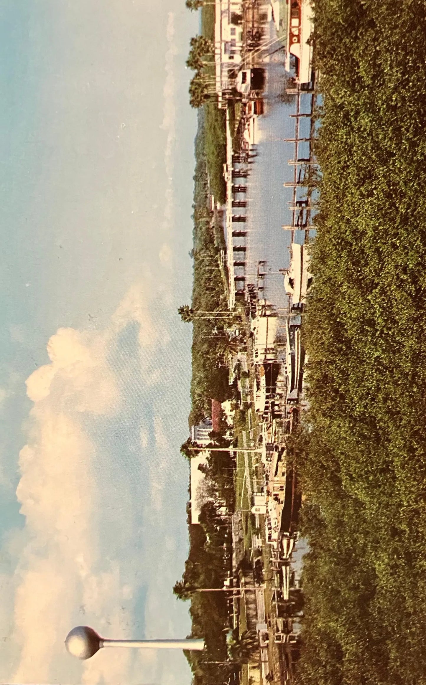 Smyrna Beach’s Yacht Basin in Florida - Photo: Dexter Photo Service - Vintage Boat Postcard