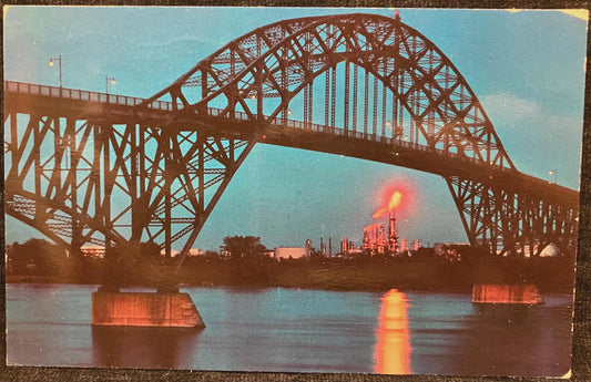 South Grand Island Bridge over Niagara River near Buffalo, New York - Vintage Bridge Postcard