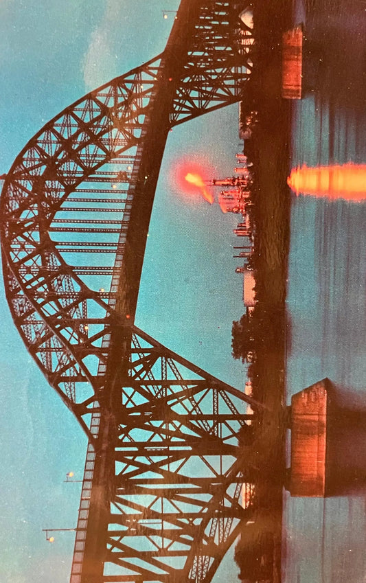 South Grand Island Bridge over Niagara River near Buffalo, New York - Vintage Bridge Postcard