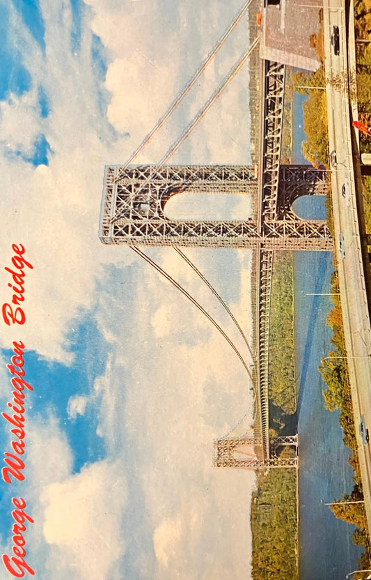 George Washington Bridge Over the Hudson River - New York City, New York - Vintage Postcard