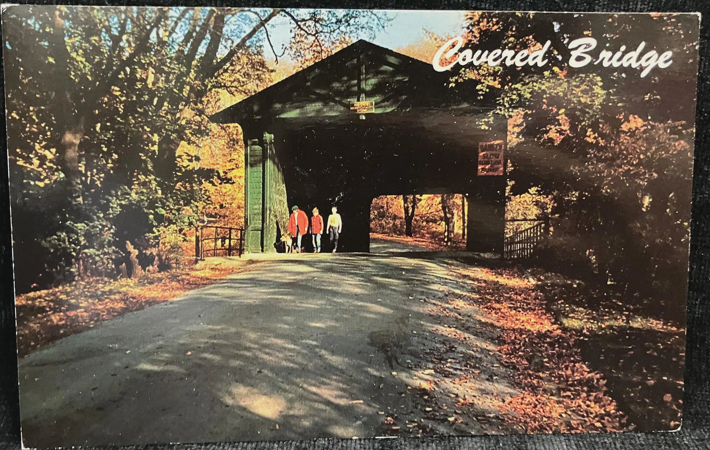 Cemetery Bridge in Troy, New York - Vintage Covered Bridge Postcard