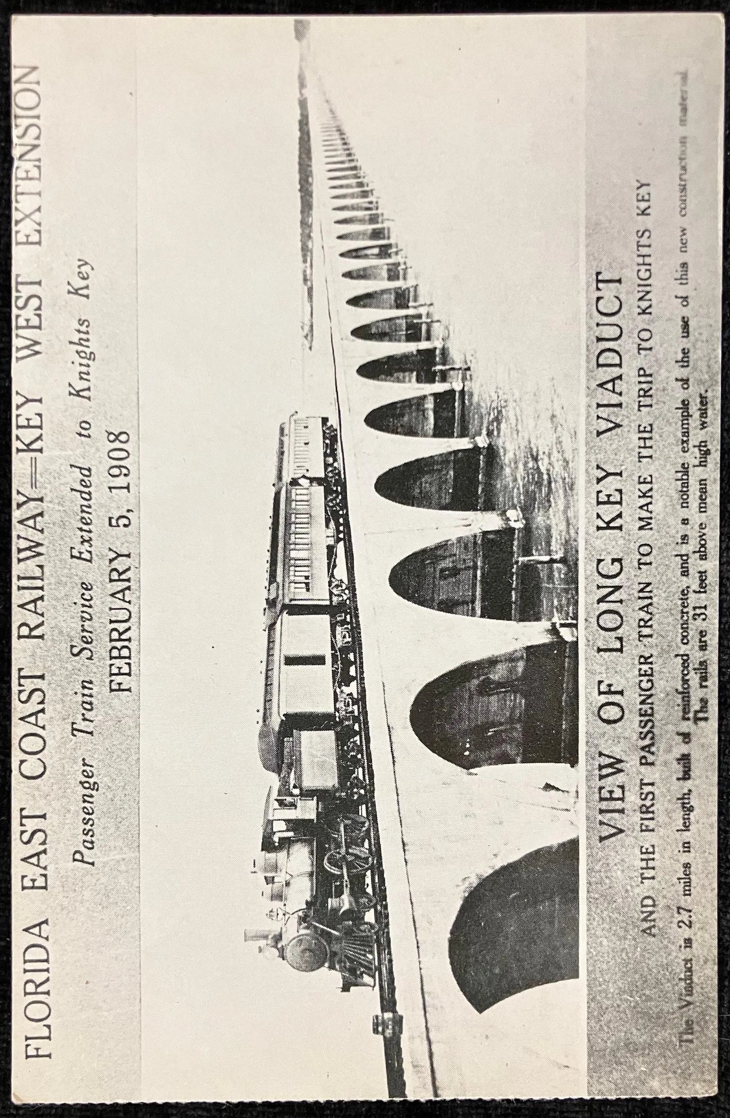 Florida East Coat Railway - Key West Extension - View of Long Key Viaduct - Photo: South Florida Rail Sales - Vintage Train Postcard