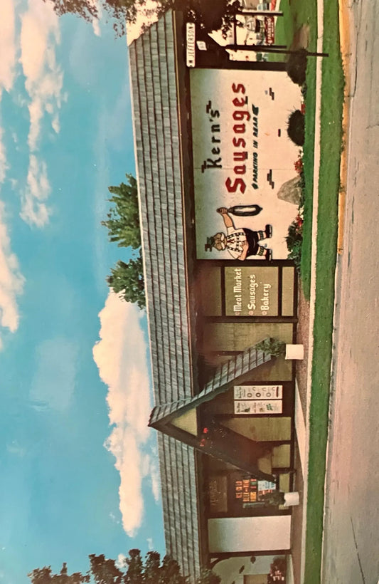 Kern’s Sausages in Frankenmuth, Michigan - Vintage Deli Postcard