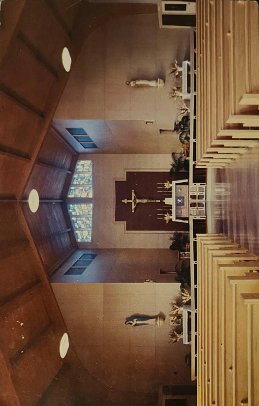 St. Monica Church in Kalamazoo, Michigan - Photo: Custom Studios - Vintage Church Postcard