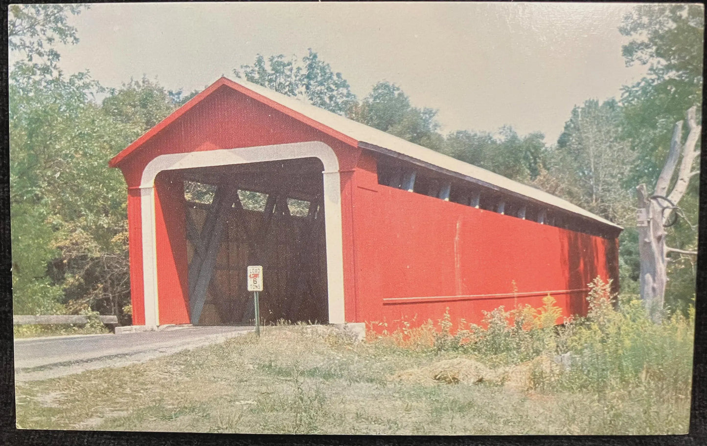 Covered Bridge over Wabash River near Geneva, Indiana - Vintage Covered Bridge Postcard