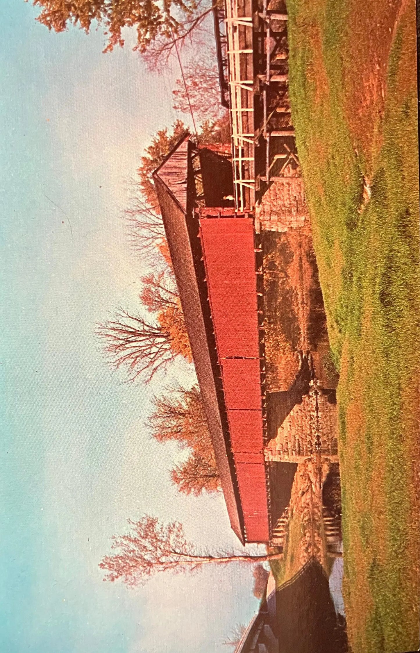 Bells' Ford Bridge in Jackson County, Indiana - Photo: Bill Estell - Vintage Covered Bridge Postcard