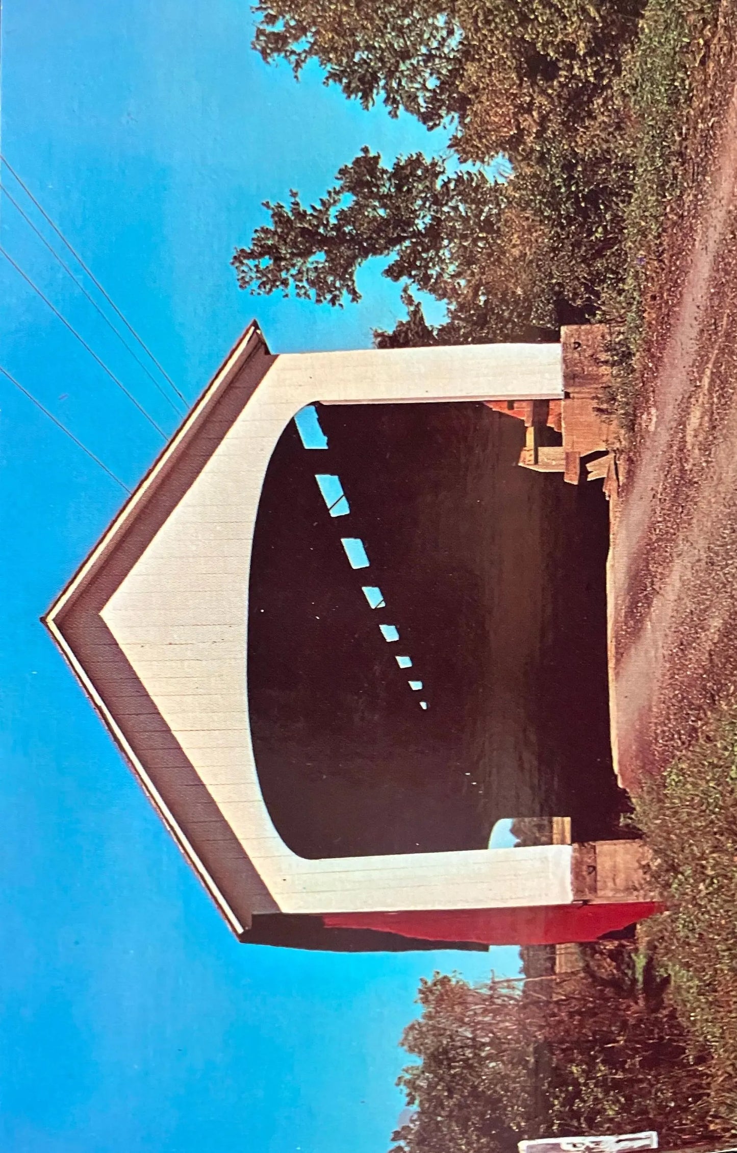 Nevins Bridge over Little Raccoon Creek in Parke County, Indiana - Vintage Covered Bridge Postcard