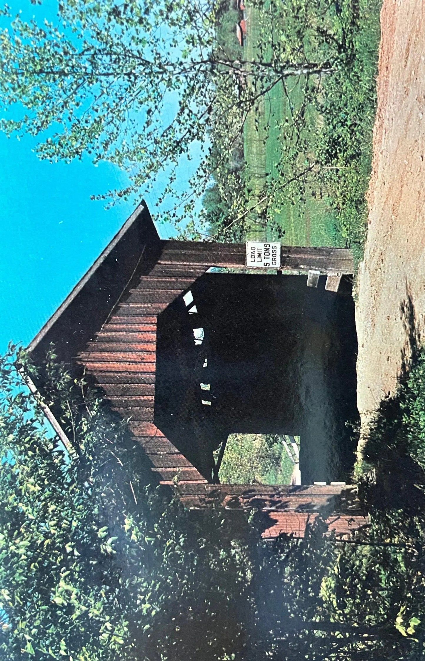 Bean Blossom Covered Bridge in Brown County Nashville, Indiana - Vintage Covered Bridge Postcard