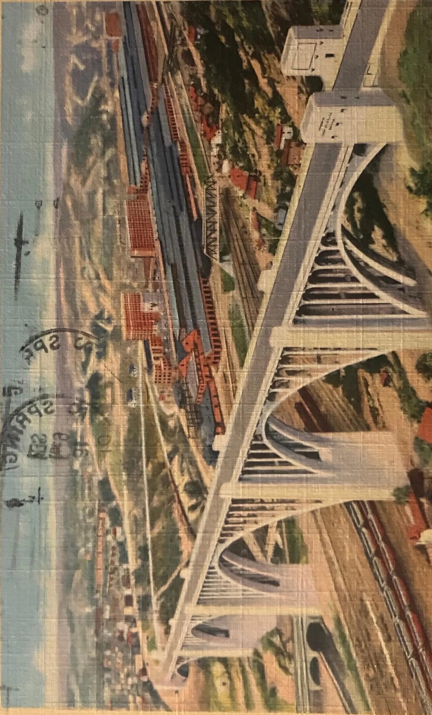George Westinghouse Memorial Bridge and Plants on Lincoln Highway - "A Beautiful Scene in Pennsylvania" - 1941 Linen Postcard