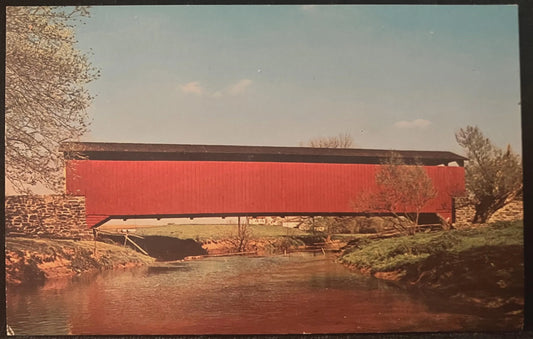 Greetings from "The Penna Dutch Country" - "The Old Covered Bridge" - Photo by Jim E. Hess - Vintage Covered Bridge Postcard