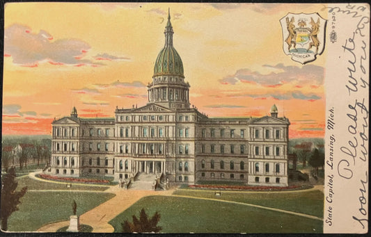 State Capitol, Lansing, Michigan - Vintage Postcard