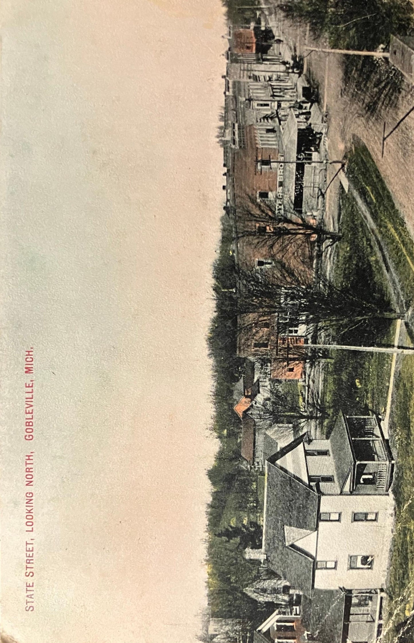 State Street, Looking North, Gobleville, Michigan - E. C. Kropp Co. - Vintage Postcard