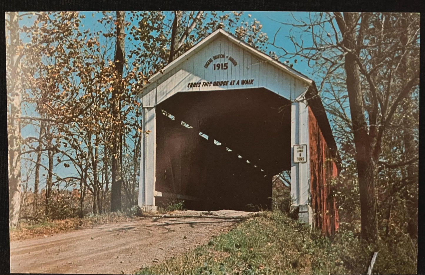 Bowsher Ford Bridge in Parke County, Indiana No. 32 - Photo by Mitchell - Vintage Covered Bridge Postcard
