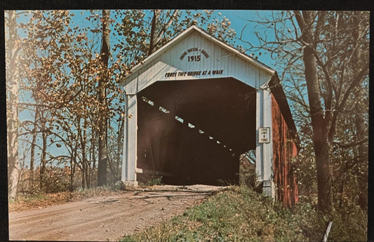 Bowsher Ford Bridge in Parke County, Indiana No. 32 - Photo by Mitchell - Vintage Covered Bridge Postcard