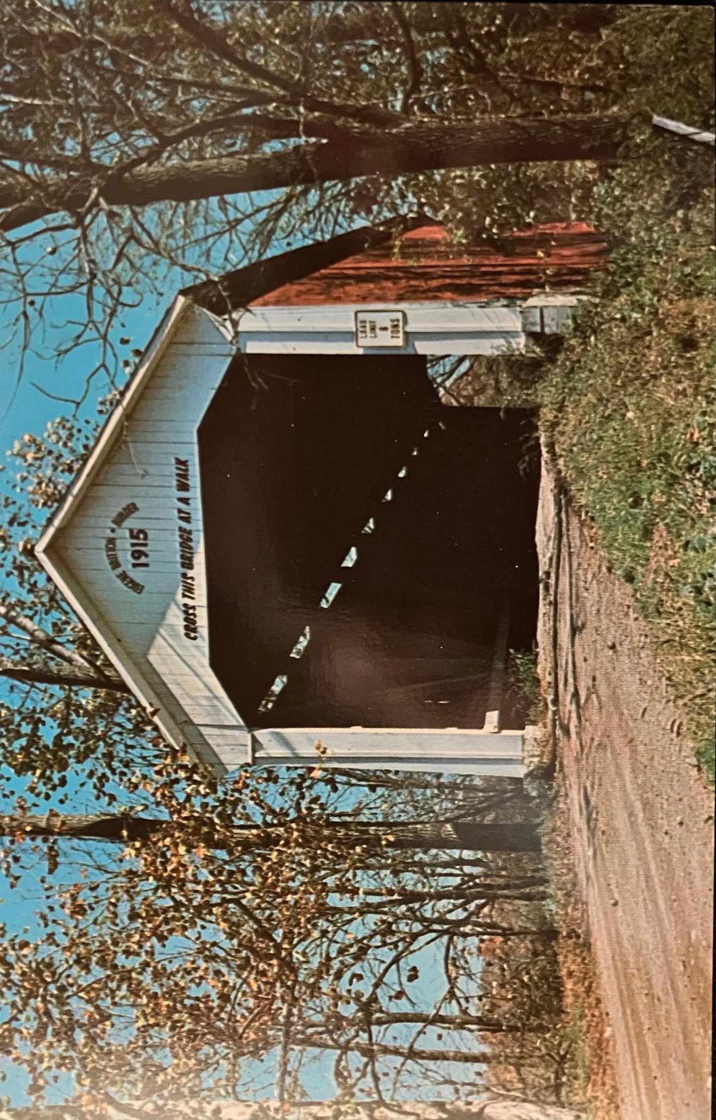 Bowsher Ford Bridge in Parke County, Indiana No. 32 - Photo by Mitchell - Vintage Covered Bridge Postcard