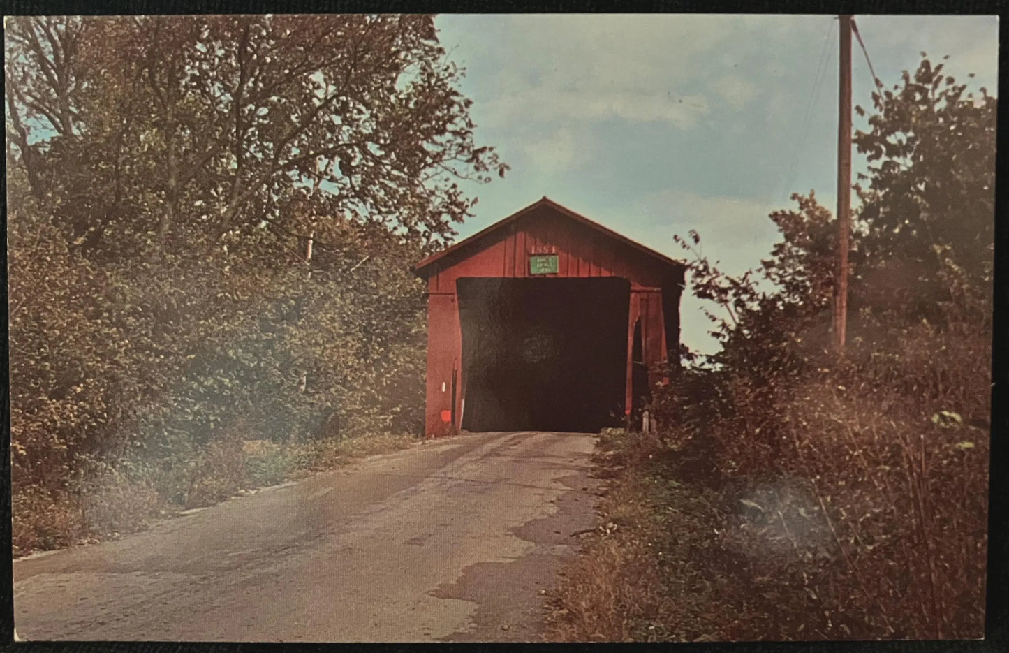 Houck Bridge in Putman County, Indiana - Photo by John V. Pontiere Jr. - Vintage Covered Bridge Postcard