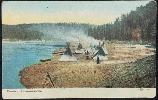 Indian Encampment - Vintage Postcard