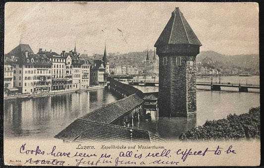 Luzern, Kappelbruchke und Wasserthurm - E. Goeth, Photo by Luzern - Vintage Swiss Postcard