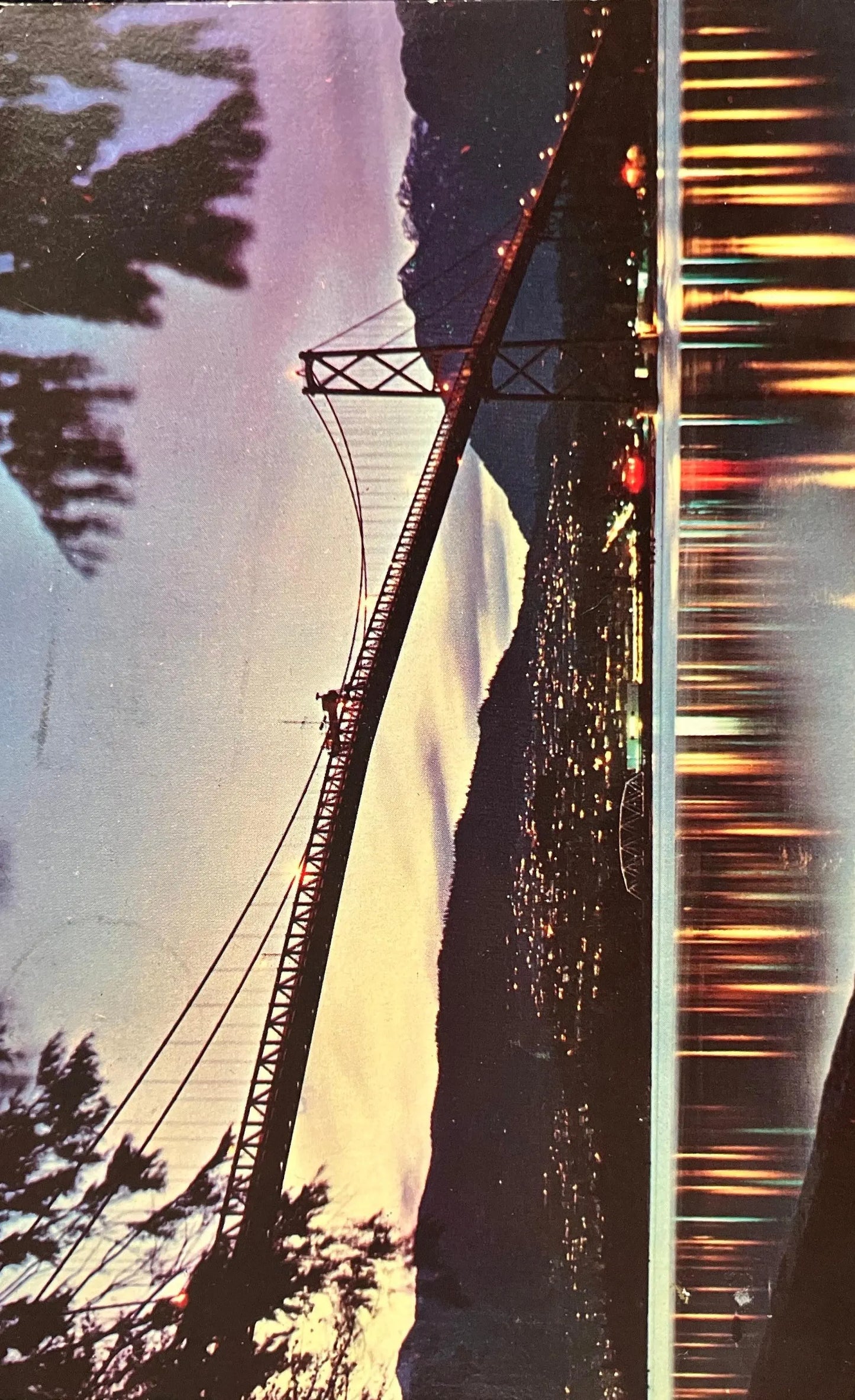 Lions Gate Bridge at Dusk, Vancouver, B.C., Canada - Photo by Rolly Ford - Vintage Postcard