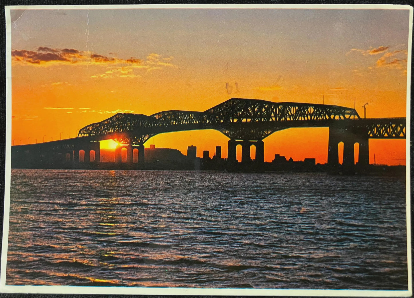 Sunset on Champlain Bridge - Montreal, Quebec, Canada - Vintage Postcard