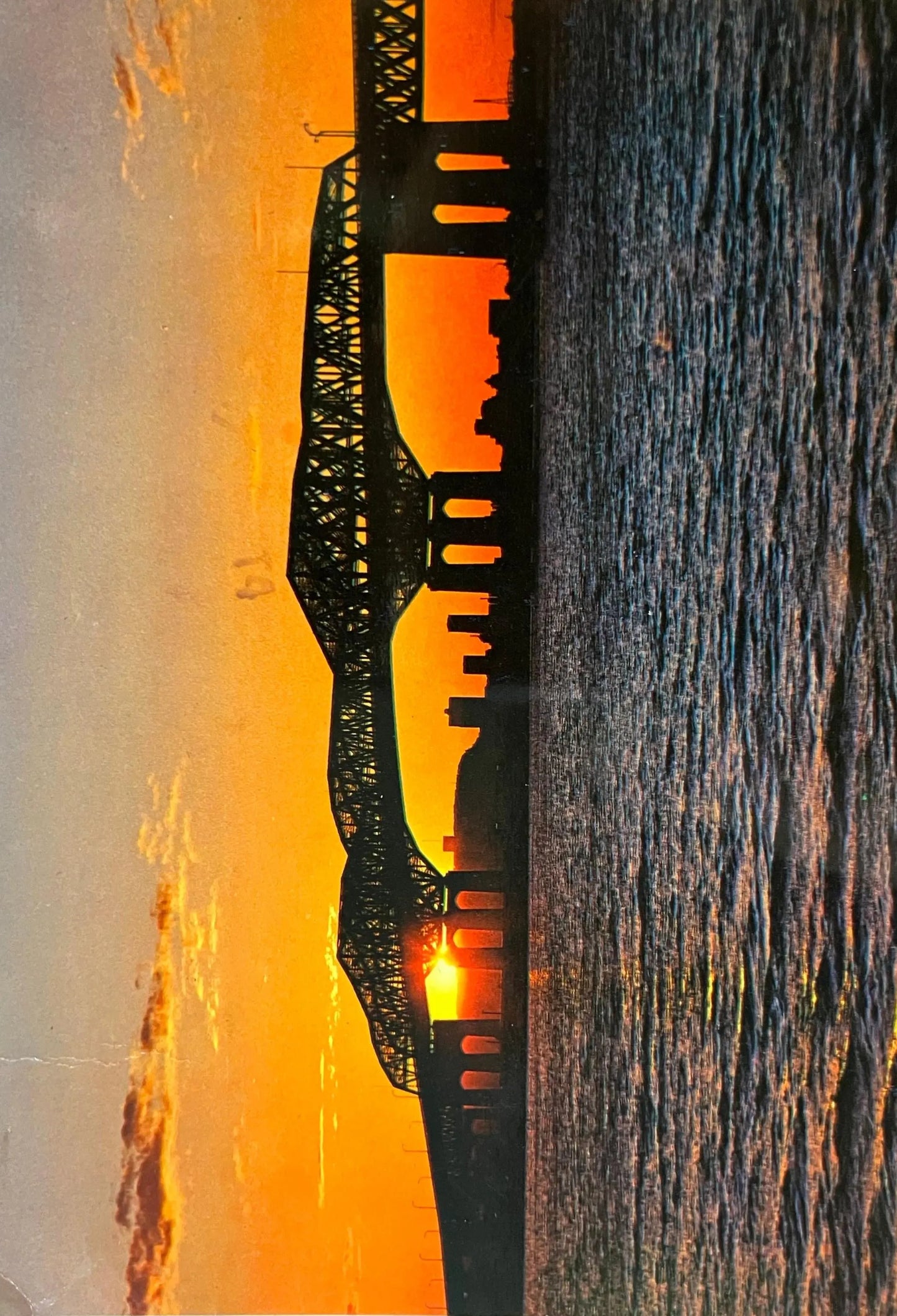 Sunset on Champlain Bridge - Montreal, Quebec, Canada - Vintage Postcard