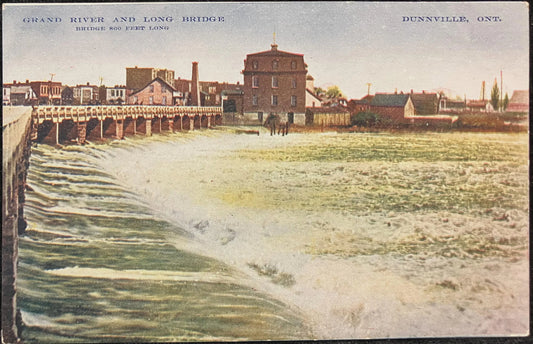 Grand River and Long Bridge 800 Feet Long - Dunnville, Ontario - Vintage Bridge Postcard