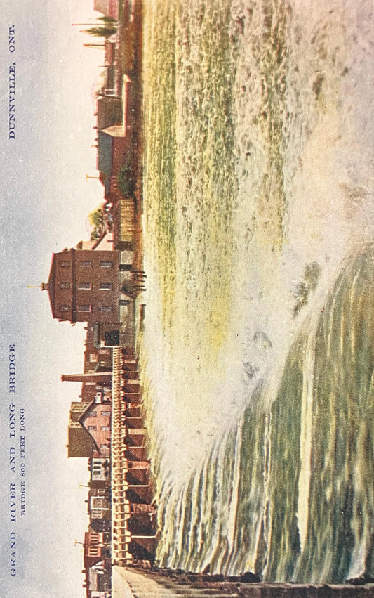 Grand River and Long Bridge 800 Feet Long - Dunnville, Ontario - Vintage Bridge Postcard