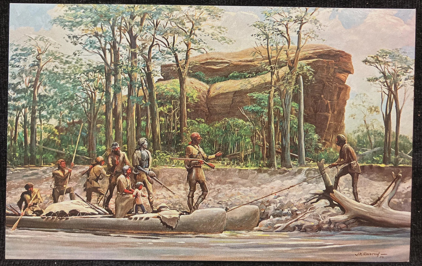 Captain Clark at Pompey’s Pillar by J. K. Ralston - Billings, Montana - 1971 Postcard