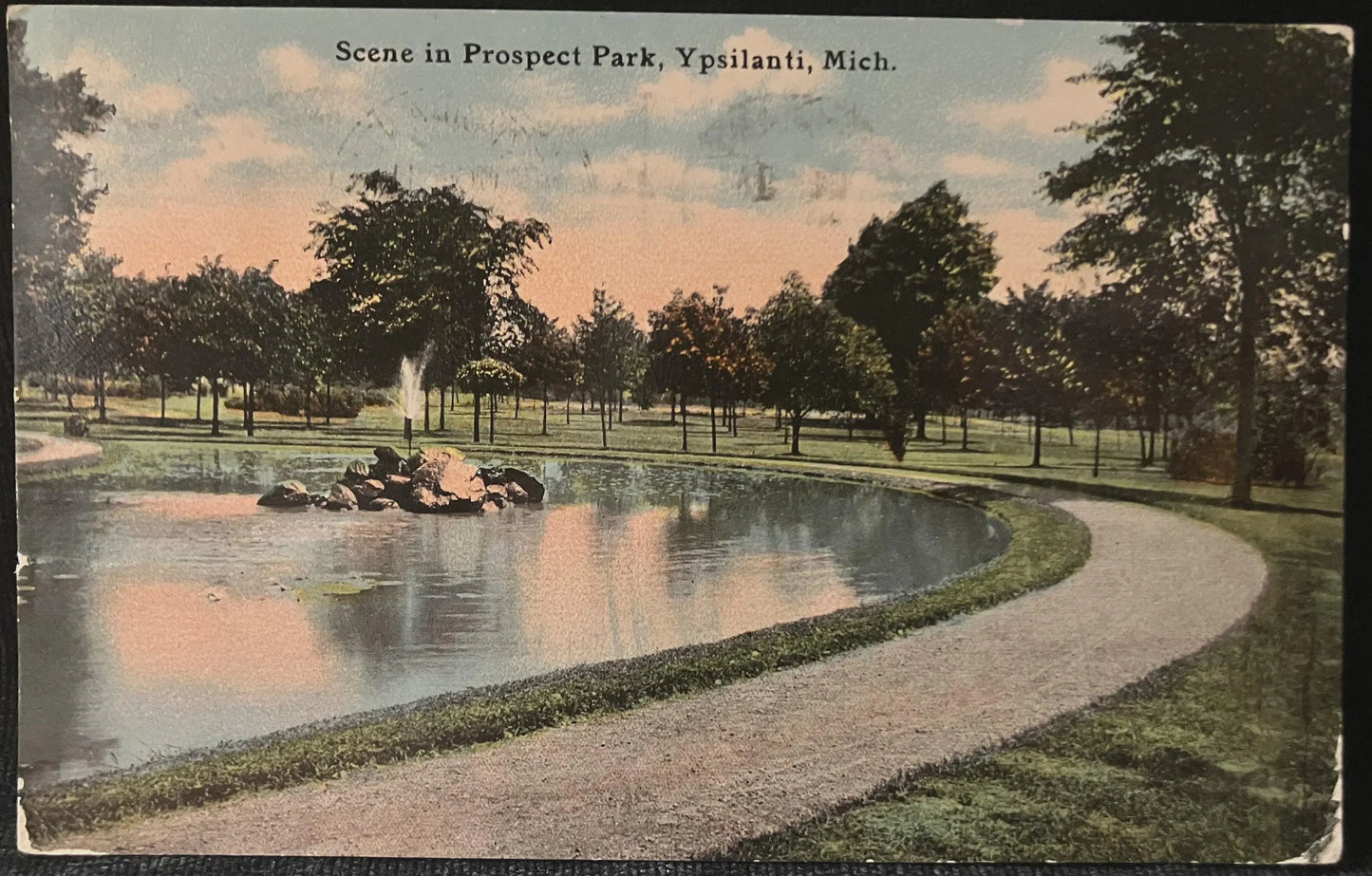 Scene in Prospect Park, Ypsilanti, Michigan - Vintage Postcard